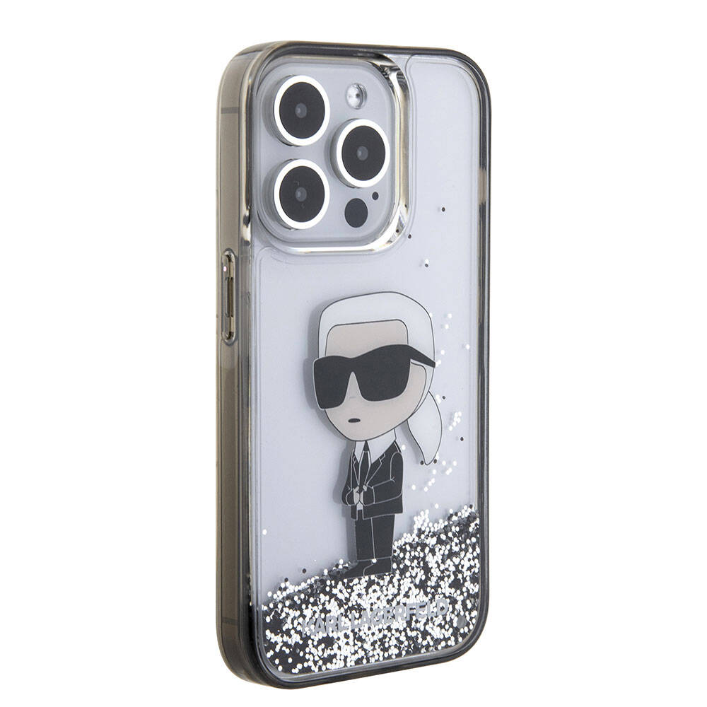 iPhone 15 Pro Kılıf Karl Lagerfeld İkonik Sıvılı Glitter Orjinal Lisanslı Kılıf