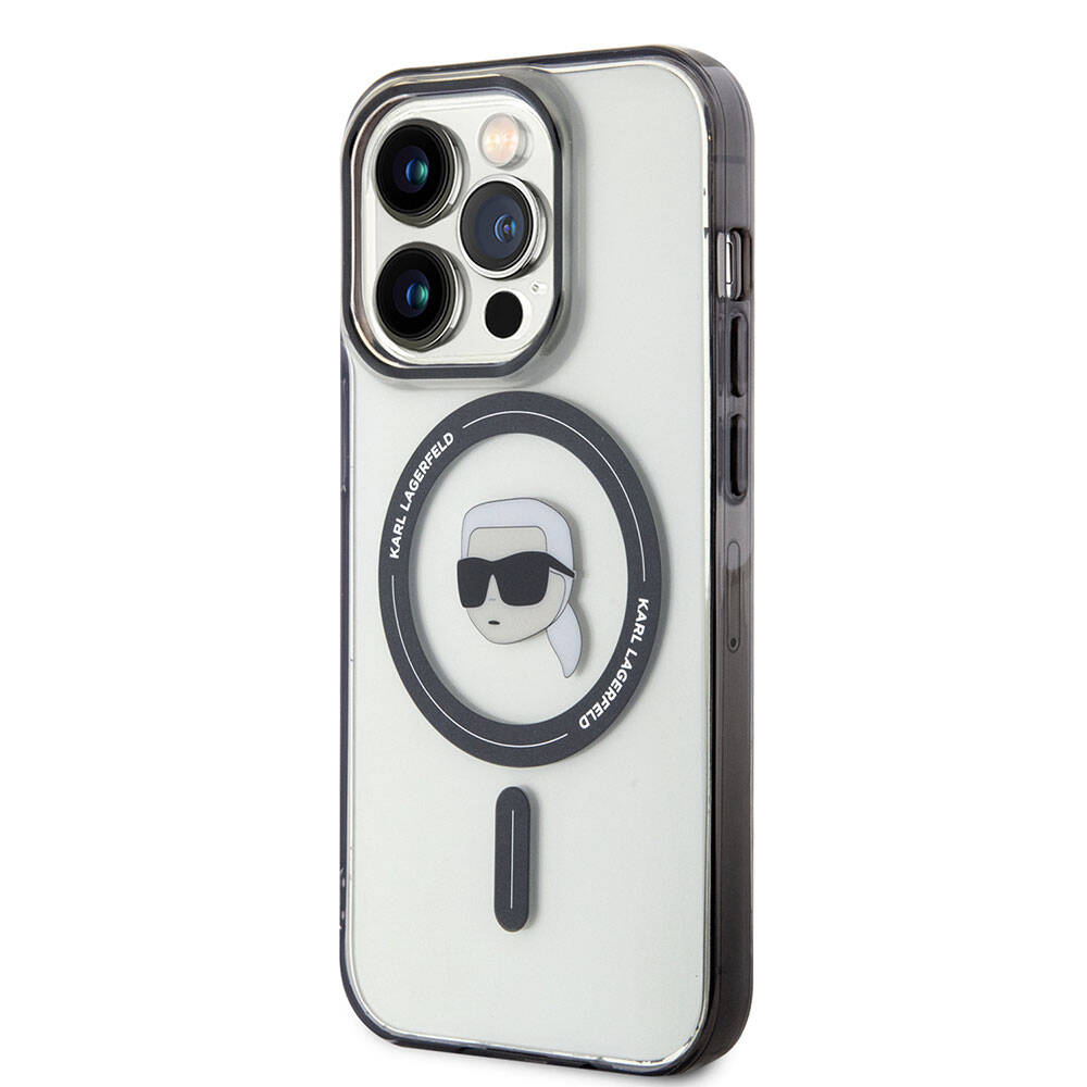iPhone 15 Pro Kılıf Karl Lagerfeld M-safe Şarj Özellikli IML Karl Orjinal Lisanslı Kılıf