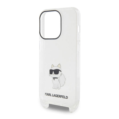 iPhone 15 Pro Kılıf Karl Lagerfeld Orjinal Lisanslı Boyun Askılı Choupette İkonik Crossbody Kılıf