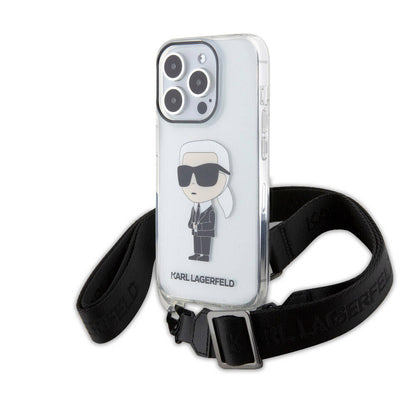 iPhone 15 Pro Kılıf Karl Lagerfeld Orjinal Lisanslı Boyun Askılı Karl İkonik Crossbody Kılıf