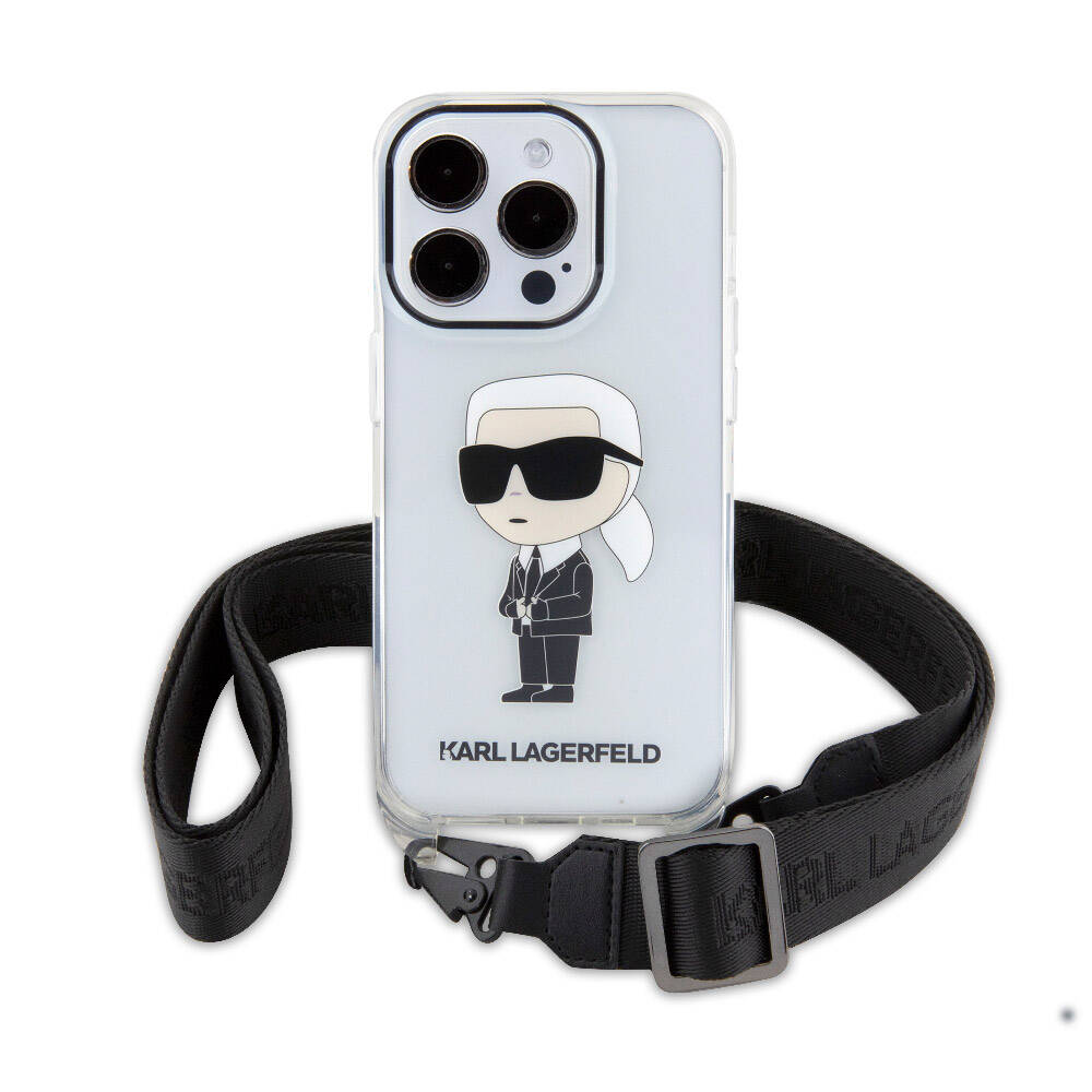 iPhone 15 Pro Kılıf Karl Lagerfeld Orjinal Lisanslı Boyun Askılı Karl İkonik Crossbody Kılıf