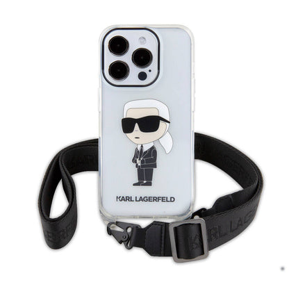 iPhone 15 Pro Kılıf Karl Lagerfeld Orjinal Lisanslı Boyun Askılı Karl İkonik Crossbody Kılıf