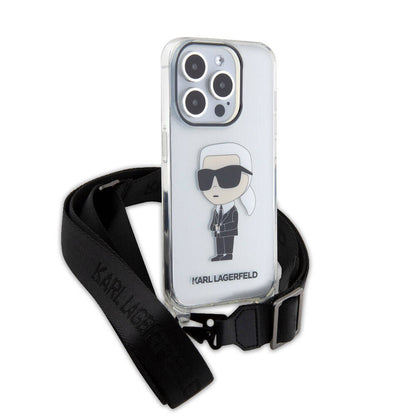 iPhone 15 Pro Kılıf Karl Lagerfeld Orjinal Lisanslı Boyun Askılı Karl İkonik Crossbody Kılıf