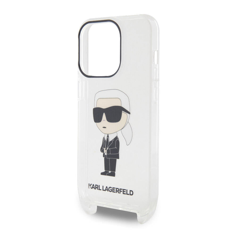 iPhone 15 Pro Kılıf Karl Lagerfeld Orjinal Lisanslı Boyun Askılı Karl İkonik Crossbody Kılıf