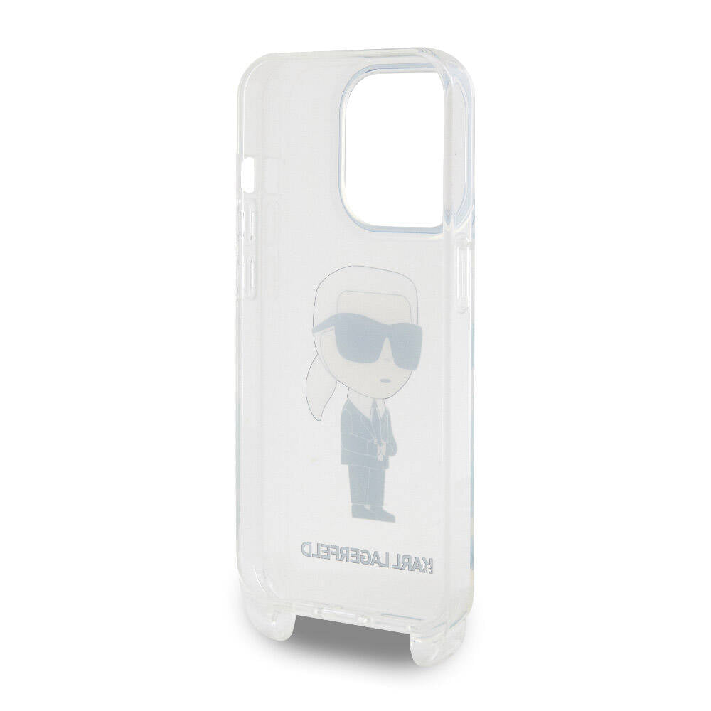 iPhone 15 Pro Kılıf Karl Lagerfeld Orjinal Lisanslı Boyun Askılı Karl İkonik Crossbody Kılıf