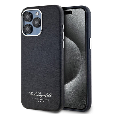 Apple iPhone 15 Pro Kılıf Karl Lagerfeld Orjinal Lisanslı KL Yazılı Hotel Kapak Gri