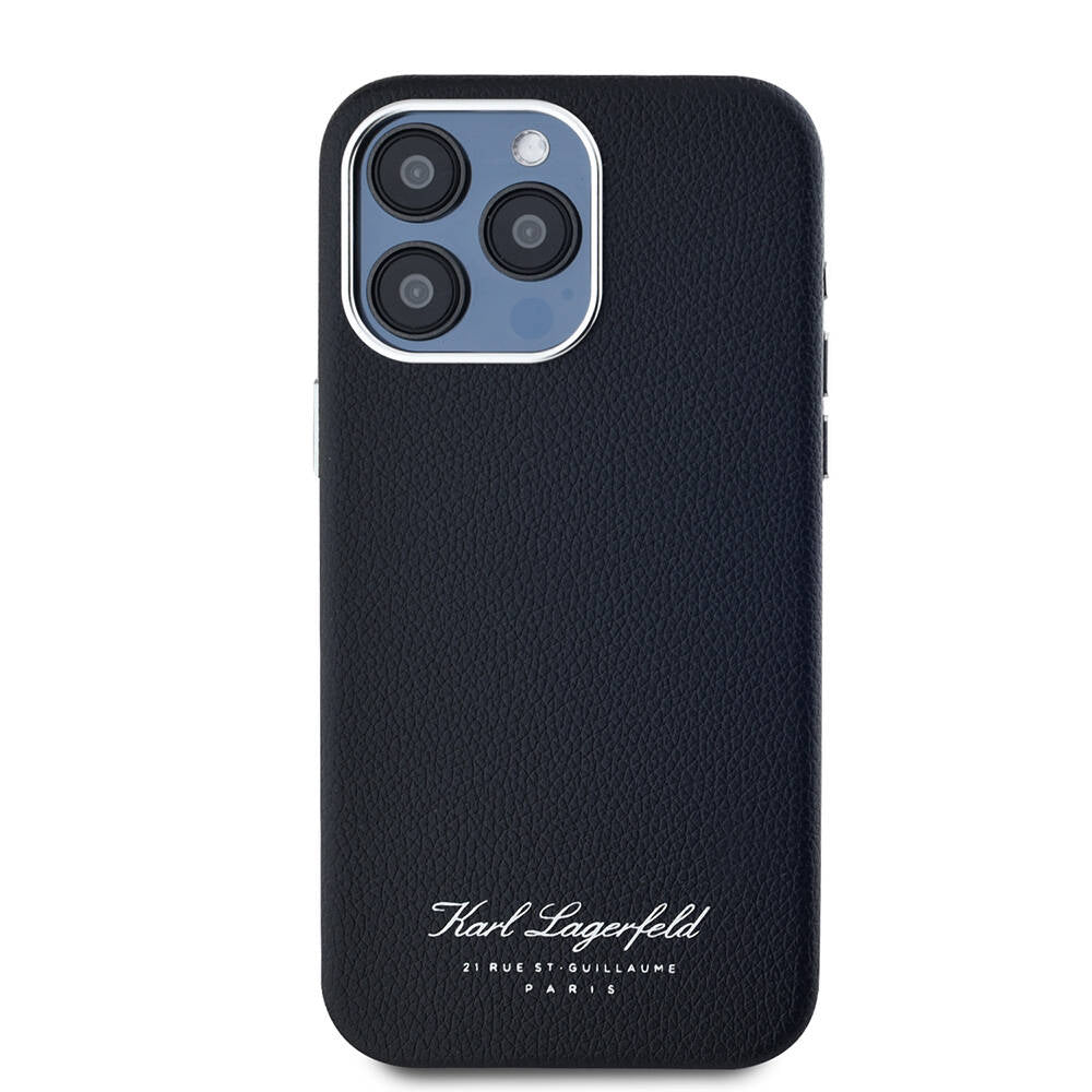 Apple iPhone 15 Pro Kılıf Karl Lagerfeld Orjinal Lisanslı KL Yazılı Hotel Kapak Gri