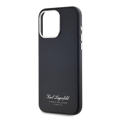 Apple iPhone 15 Pro Kılıf Karl Lagerfeld Orjinal Lisanslı KL Yazılı Hotel Kapak Siyah