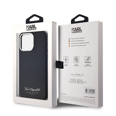Apple iPhone 15 Pro Kılıf Karl Lagerfeld Orjinal Lisanslı KL Yazılı Hotel Kapak Gri