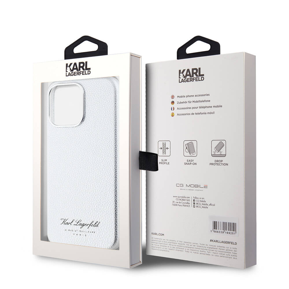 Apple iPhone 15 Pro Kılıf Karl Lagerfeld Orjinal Lisanslı KL Yazılı Hotel Kapak Siyah