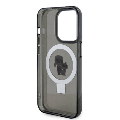Apple iPhone 15 Pro Kılıf Karl Lagerfeld Orjinal Lisanslı Magsafe Şarj Özellikli K&C İkonik Baskılı Ring Standlı Kapak Beyaz