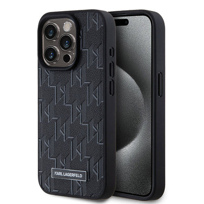 iPhone 15 Pro Kılıf Karl Lagerfeld Orjinal Lisanslı M-safe Şarj Özellikli KL Yazılı Hot Stamp Kılıf
