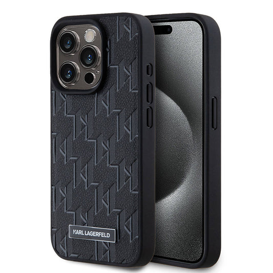 iPhone 15 Pro Kılıf Karl Lagerfeld Orjinal Lisanslı M-safe Şarj Özellikli KL Yazılı Hot Stamp Kılıf