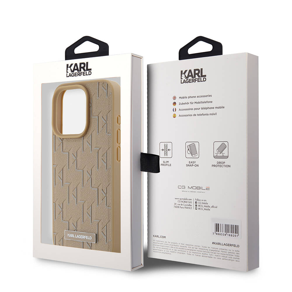 iPhone 15 Pro Kılıf Karl Lagerfeld Orjinal Lisanslı M-safe Şarj Özellikli KL Yazılı Hot Stamp Kılıf