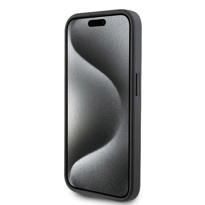 iPhone 15 Pro Kılıf Karl Lagerfeld Orjinal Lisanslı Metal Logo Kartlıklı Saffiano Kılıf