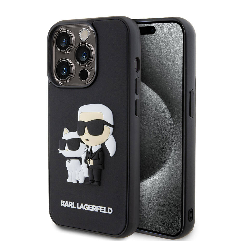 iPhone 15 Pro Kılıf Karl Lagerfeld Silikon 3D K&C Logo Orjinal Lisanslı Kılıf
