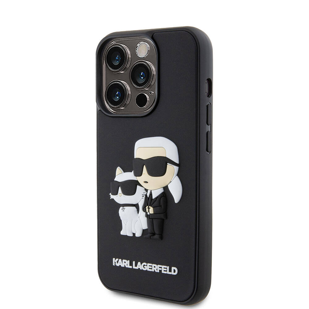 Apple iPhone 15 Pro Kılıf Karl Lagerfeld Silikon 3D K&C Logo Orjinal Lisanslı Kapak