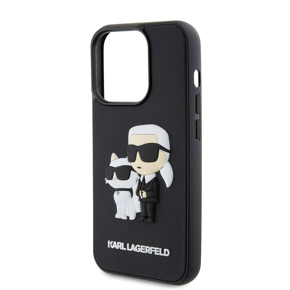 Apple iPhone 15 Pro Kılıf Karl Lagerfeld Silikon 3D K&C Logo Orjinal Lisanslı Kapak