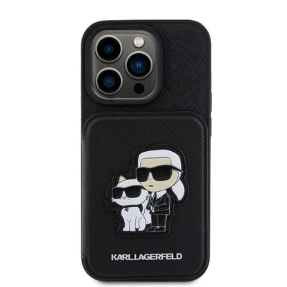 iPhone 15 Pro Kılıf Karl Lagerfeld Standlı Kartlıklı Saffiano K&C Metal Logo Orjinal Lisanslı Kılıf