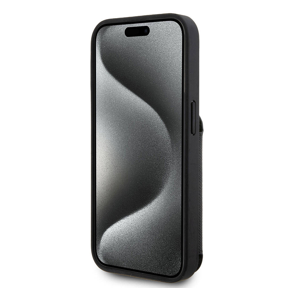 iPhone 15 Pro Kılıf Karl Lagerfeld Standlı Kartlıklı Saffiano K&C Metal Logo Orjinal Lisanslı Kılıf