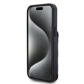 Apple iPhone 15 Pro Max Kılıf Karl Lagerfeld Standlı Kartlıklı Saffiano Monogram İkonik Metal Logo Orjinal Lisanslı Kapak