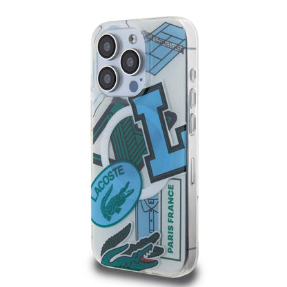 iPhone 15 Pro Kılıf Lacoste Orjinal Lisanslı M-safe Şarj Özellikli Çift Katmanlı Yamalar Desenli Kılıf