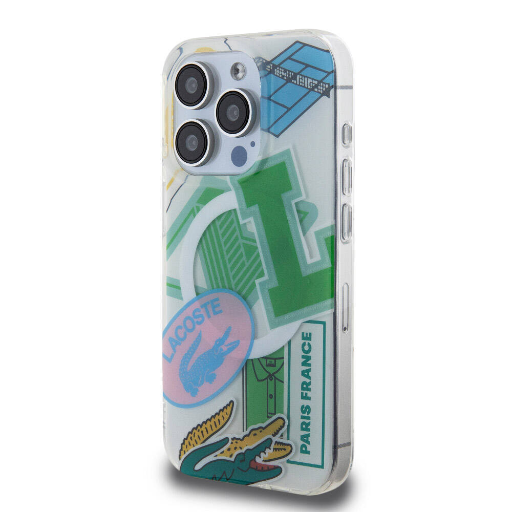 iPhone 15 Pro Kılıf Lacoste Orjinal Lisanslı M-safe Şarj Özellikli Çift Katmanlı Yamalar Desenli Kılıf