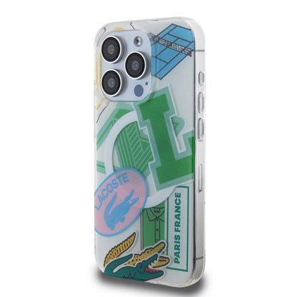iPhone 15 Pro Kılıf Lacoste Orjinal Lisanslı M-safe Şarj Özellikli Çift Katmanlı Yamalar Desenli Kılıf