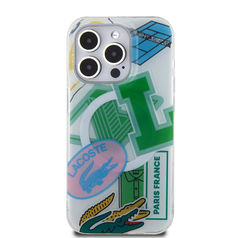 iPhone 15 Pro Kılıf Lacoste Orjinal Lisanslı M-safe Şarj Özellikli Çift Katmanlı Yamalar Desenli Kılıf