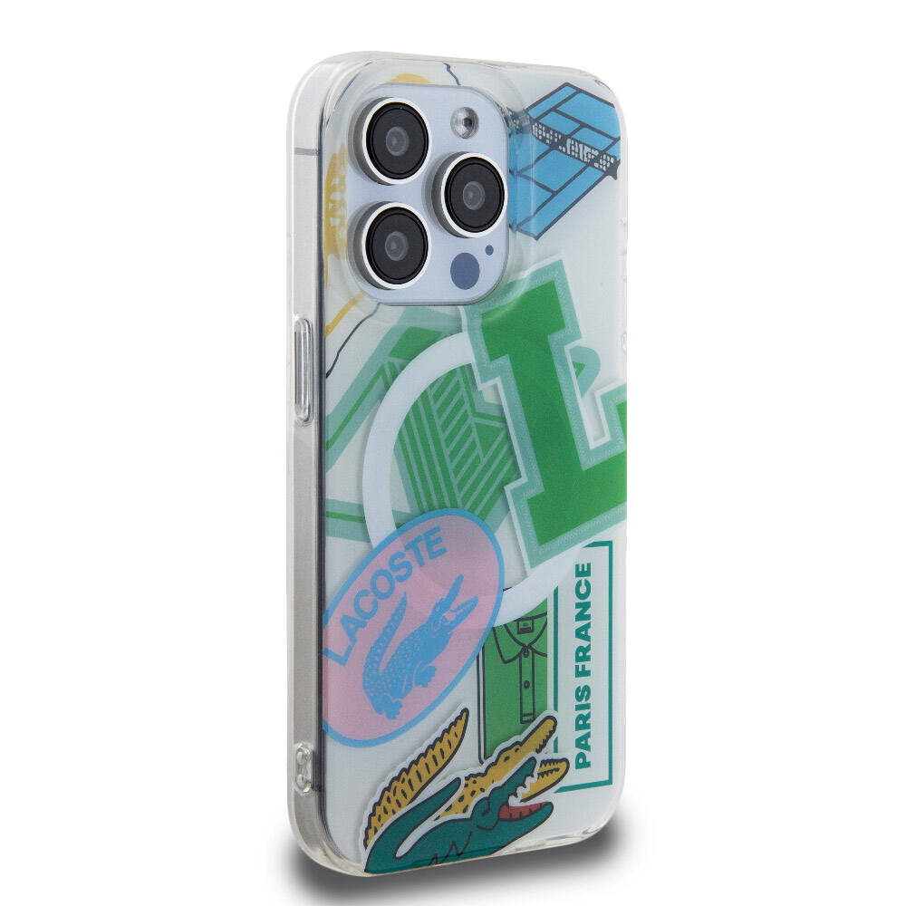 iPhone 15 Pro Kılıf Lacoste Orjinal Lisanslı M-safe Şarj Özellikli Çift Katmanlı Yamalar Desenli Kılıf