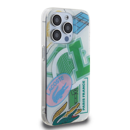 iPhone 15 Pro Kılıf Lacoste Orjinal Lisanslı M-safe Şarj Özellikli Çift Katmanlı Yamalar Desenli Kılıf