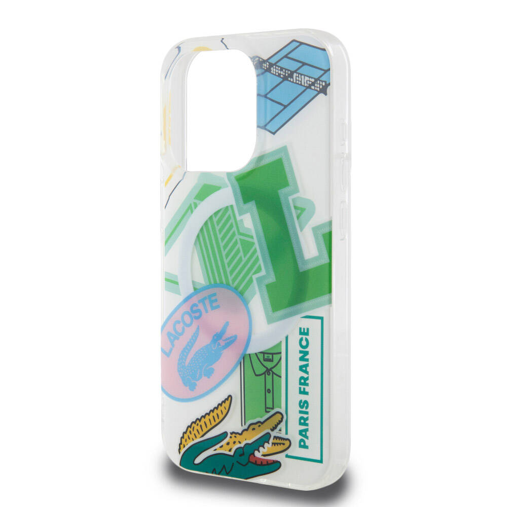 iPhone 15 Pro Kılıf Lacoste Orjinal Lisanslı M-safe Şarj Özellikli Çift Katmanlı Yamalar Desenli Kılıf