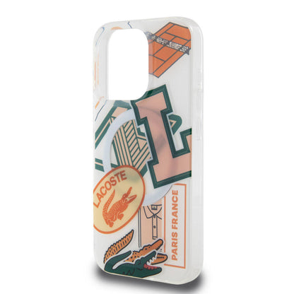 iPhone 15 Pro Kılıf Lacoste Orjinal Lisanslı M-safe Şarj Özellikli Çift Katmanlı Yamalar Desenli Kılıf