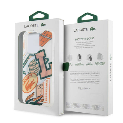 iPhone 15 Pro Kılıf Lacoste Orjinal Lisanslı M-safe Şarj Özellikli Çift Katmanlı Yamalar Desenli Kılıf