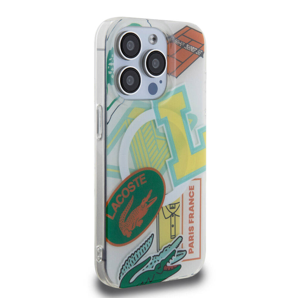 iPhone 15 Pro Kılıf Lacoste Orjinal Lisanslı M-safe Şarj Özellikli Çift Katmanlı Yamalar Desenli Kılıf