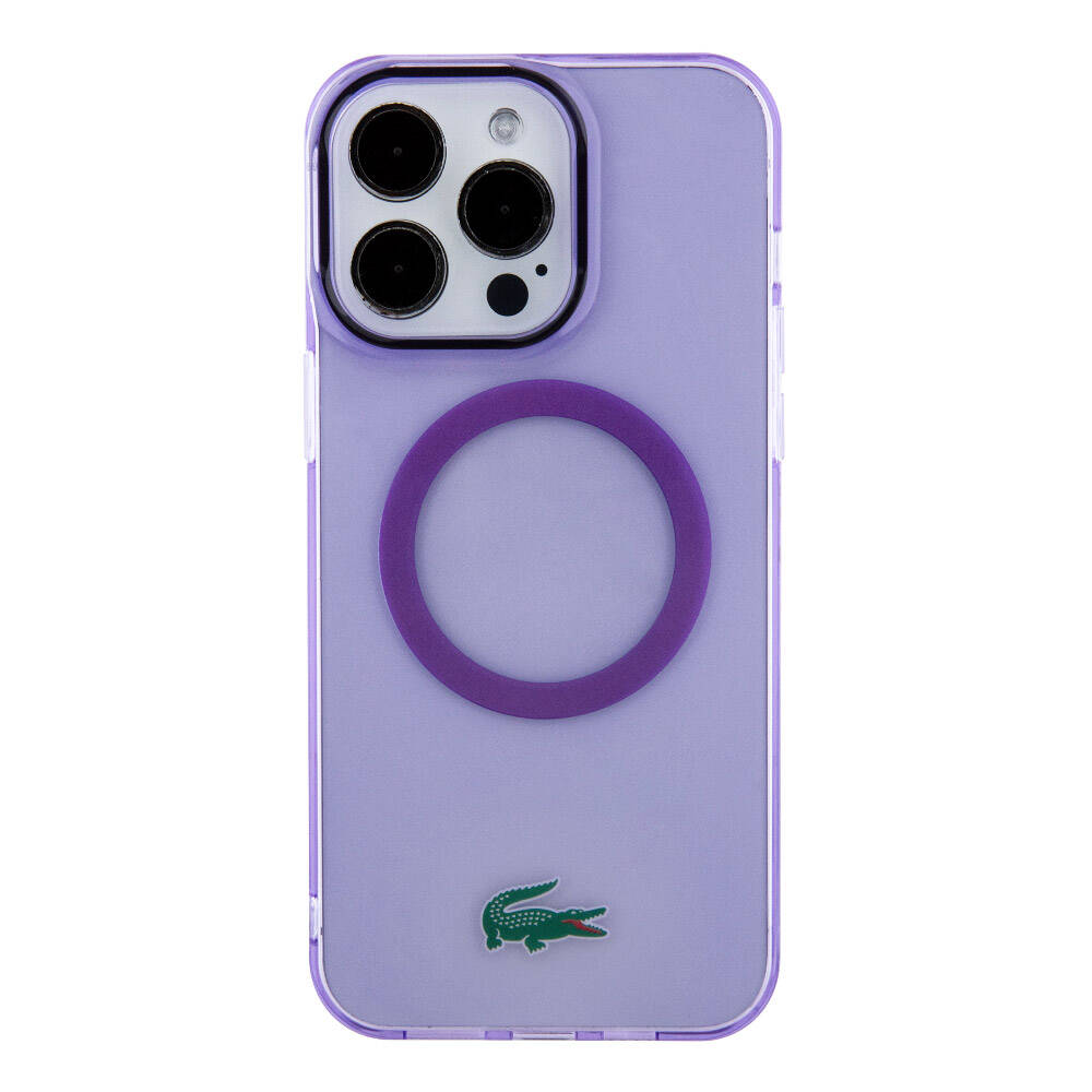 iPhone 15 Pro Kılıf Lacoste Orjinal Lisanslı M-safe Şarj Özellikli İkonik Timsah Logolu Hard Parme Kılıf