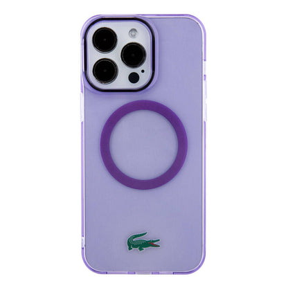 iPhone 15 Pro Kılıf Lacoste Orjinal Lisanslı M-safe Şarj Özellikli İkonik Timsah Logolu Hard Parme Kılıf