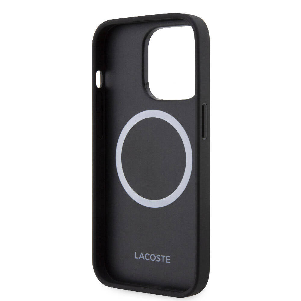 iPhone 15 Pro Kılıf Lacoste Orjinal Lisanslı M-safe Şarj Özellikli PU Deri Görünümlü Karışık Monogram Desenli Kılıf