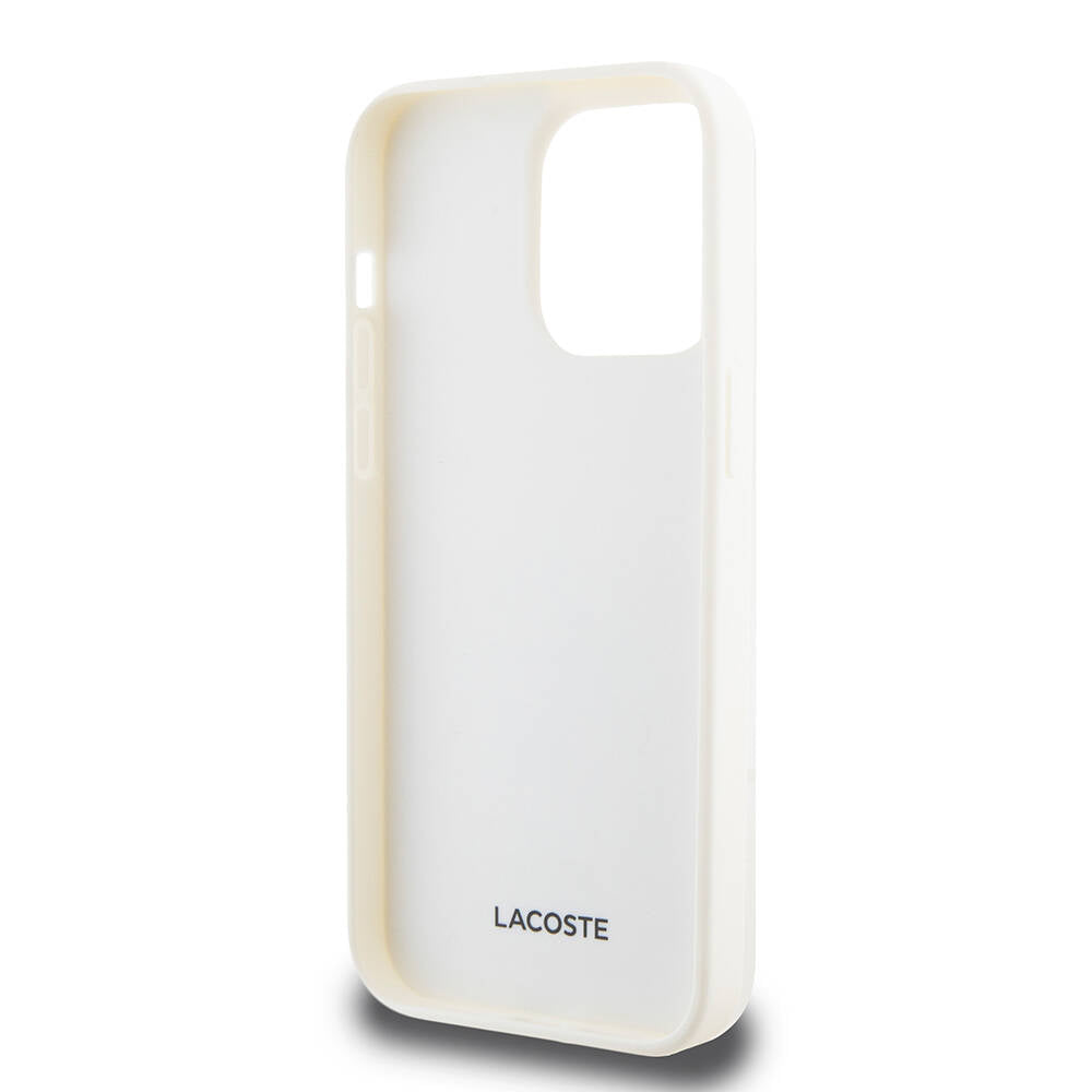 Apple iPhone 15 Pro Kılıf Lacoste Orjinal Lisanslı Magsafe Şarj Özellikli PU Deri Görünümlü Kartlıklı Karışık Monogram Desenli Kapak Siyah