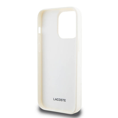 Apple iPhone 15 Pro Kılıf Lacoste Orjinal Lisanslı Magsafe Şarj Özellikli PU Deri Görünümlü Kartlıklı Karışık Monogram Desenli Kapak Siyah