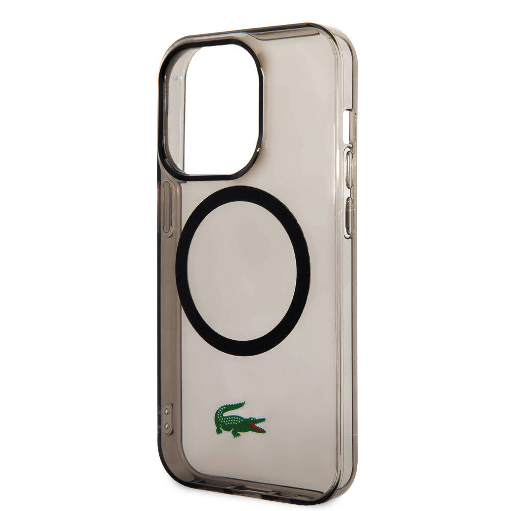 Apple iPhone 15 Pro Kılıf Lacoste Orjinal Lisanslı Magsafe Şarj Özellikli Transparan Timsah Logo Baskılı Kapak Mavi Açık