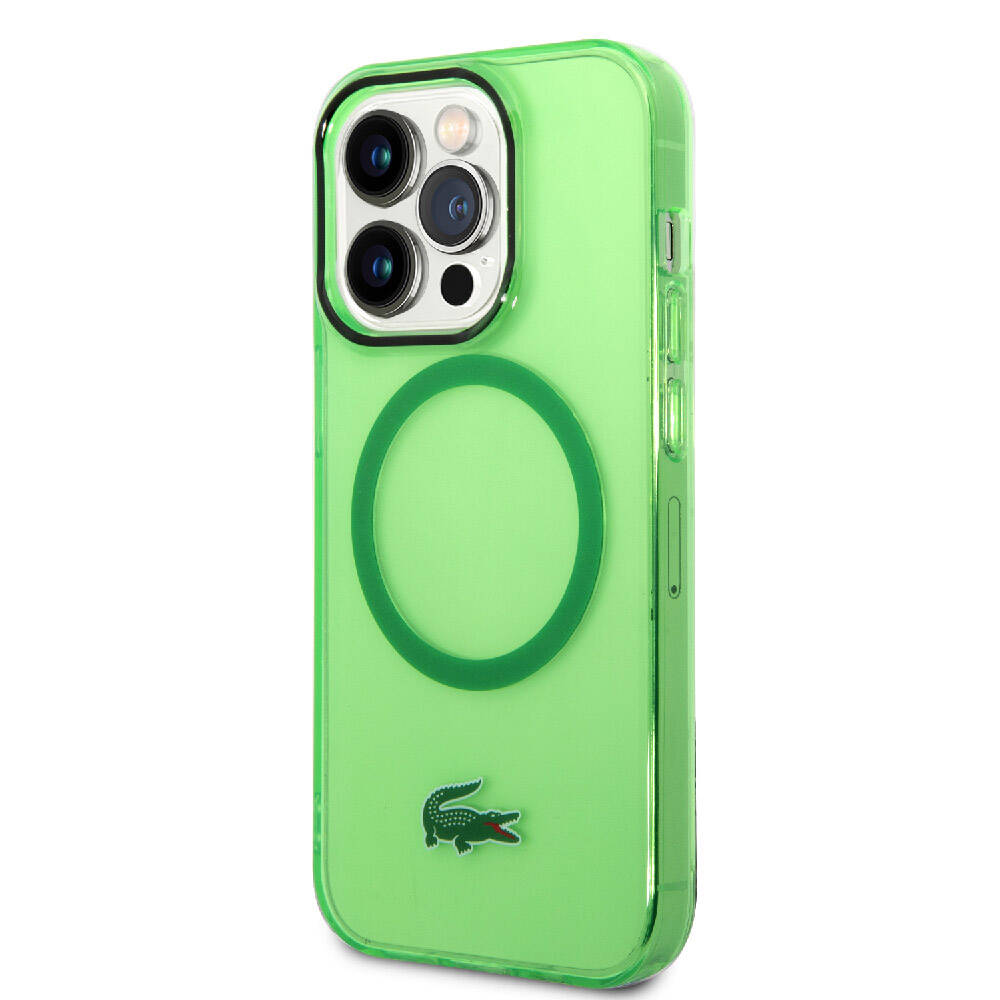 Apple iPhone 15 Pro Kılıf Lacoste Orjinal Lisanslı Magsafe Şarj Özellikli Transparan Timsah Logo Baskılı Kapak Mavi Açık