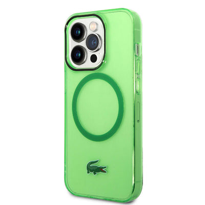 Apple iPhone 15 Pro Kılıf Lacoste Orjinal Lisanslı Magsafe Şarj Özellikli Transparan Timsah Logo Baskılı Kapak Mavi Açık