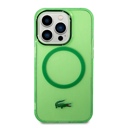 Apple iPhone 15 Pro Kılıf Lacoste Orjinal Lisanslı Magsafe Şarj Özellikli Transparan Timsah Logo Baskılı Kapak Mavi Açık