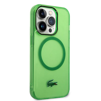 Apple iPhone 15 Pro Kılıf Lacoste Orjinal Lisanslı Magsafe Şarj Özellikli Transparan Timsah Logo Baskılı Kapak Mavi Açık
