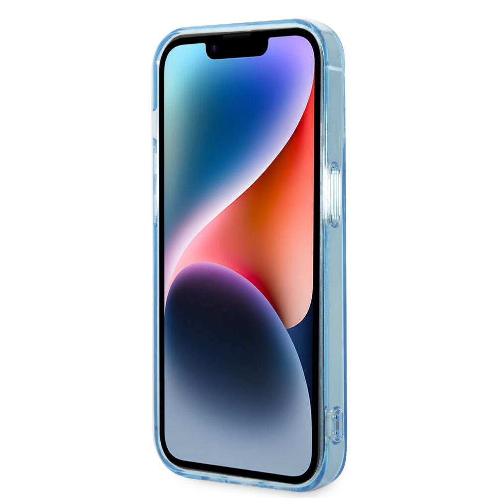 Apple iPhone 15 Pro Kılıf Lacoste Orjinal Lisanslı Magsafe Şarj Özellikli Transparan Timsah Logo Baskılı Kapak Mavi Açık