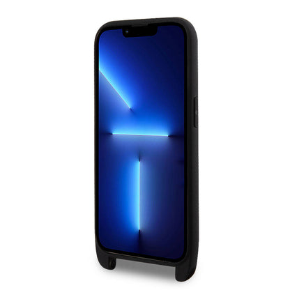 iPhone 15 Pro Kılıf Lacoste Orjinal Lisanslı PU Pike Desenli Arka Yüzey Askılı İkonik Timsah Dokuma Logolu Kılıf