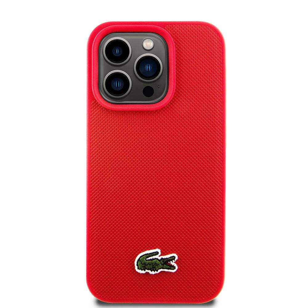 iPhone 15 Pro Kılıf Lacoste Orjinal Lisanslı PU Pike Desenli Arka Yüzey İkonik Timsah Dokuma Logolu Kılıf