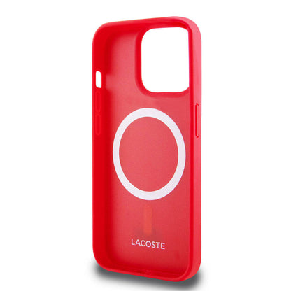 iPhone 15 Pro Kılıf Lacoste Orjinal Lisanslı PU Pike Desenli Arka Yüzey İkonik Timsah Dokuma Logolu Kılıf