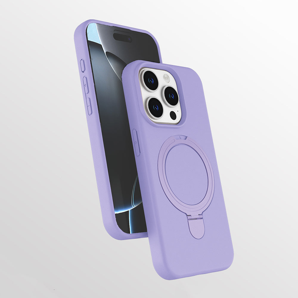 Apple iPhone 15 Pro Kılıf M-safe Şarj Özellikli Standlı Zore Samara Kapak Lila